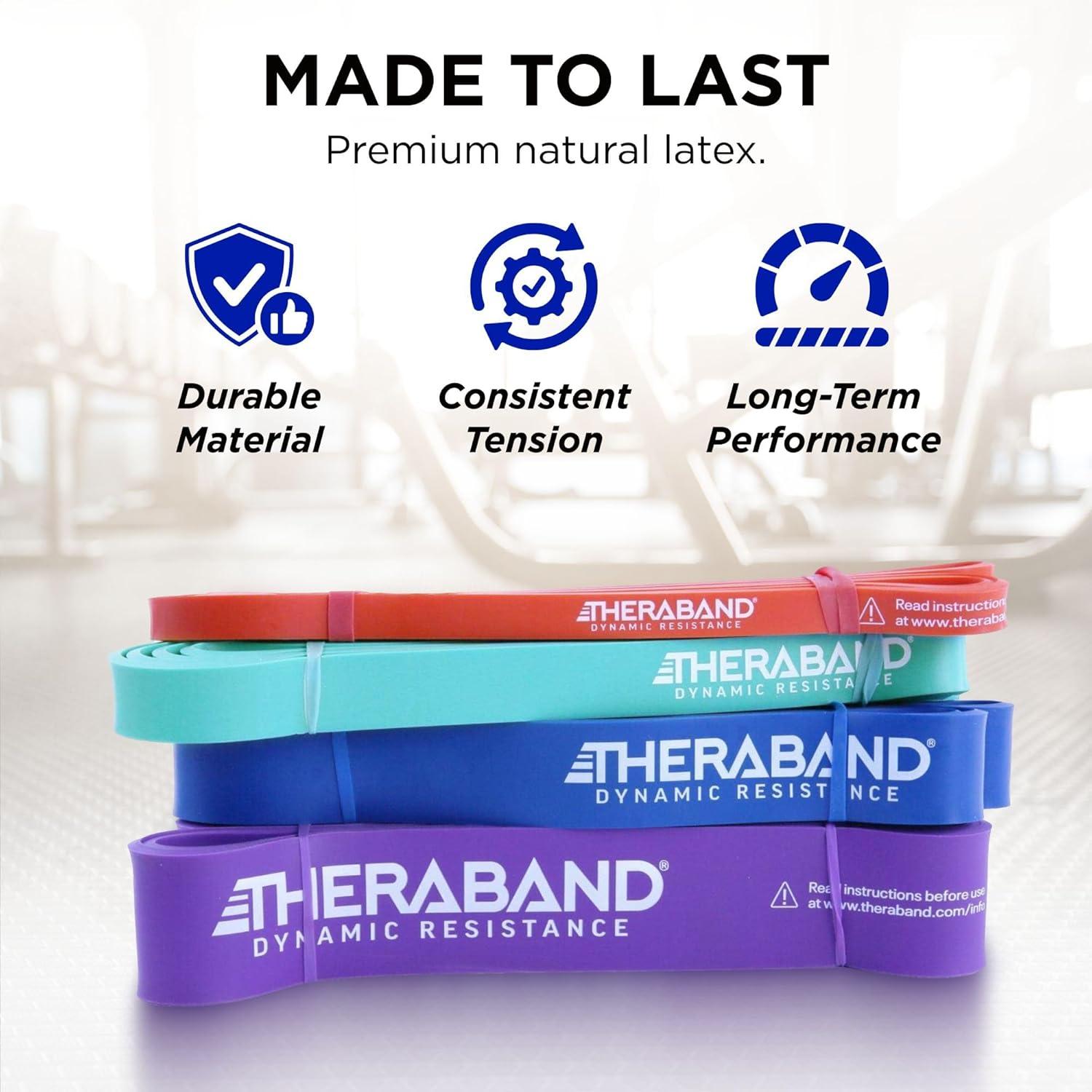 imageTHERABAND High Resistance Bands Set of 4 Light to ExtraHeavy Elastic Super Bands for Full Body Workouts Physical Therapy Strength Training Durable 41 Loop Exercise Bands 1550 lbs Resistance