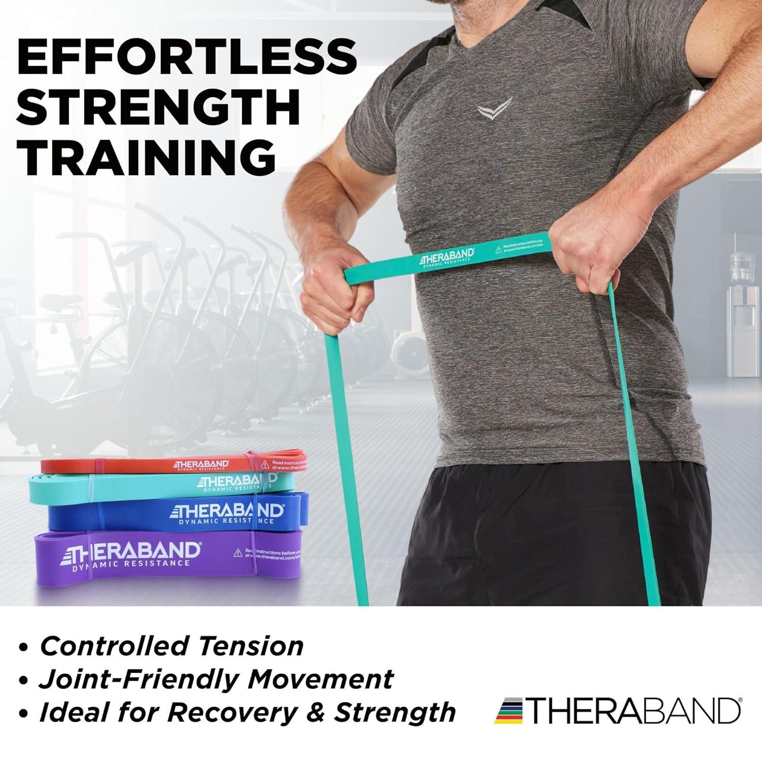 imageTHERABAND High Resistance Bands Set of 4 Light to ExtraHeavy Elastic Super Bands for Full Body Workouts Physical Therapy Strength Training Durable 41 Loop Exercise Bands 1550 lbs Resistance