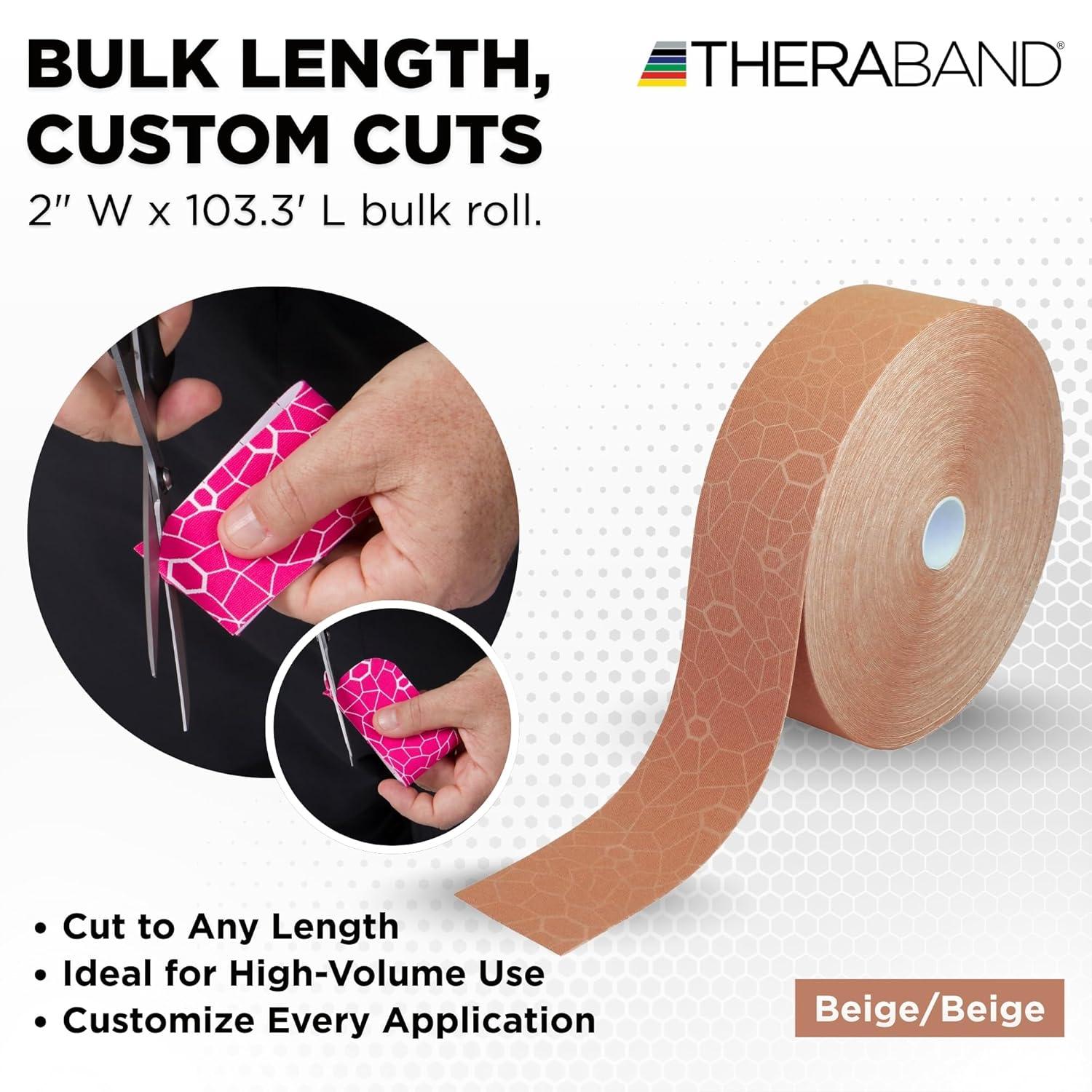 imageTHERABAND Kinesiology Tape BeigeBeige 2 X 1033 Foot Bulk Roll with XactStretch Indicators LongLasting Athletic Tape for Shoulder amp Knee LatexFree Sports Tape Water Resistant CuttoLength