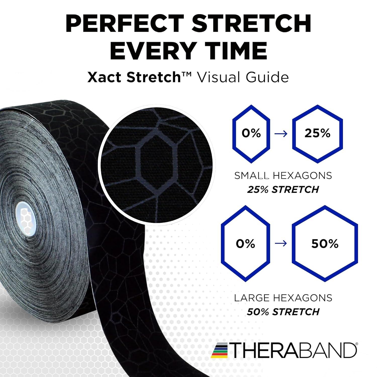 imageTHERABAND Kinesiology Tape BlackBlack 2 X 164 Roll 6 Pack with XactStretch Indicators LongLasting Athletic Tape for Shoulder amp Knee LatexFree Sports Tape Water Resistant CuttoLength