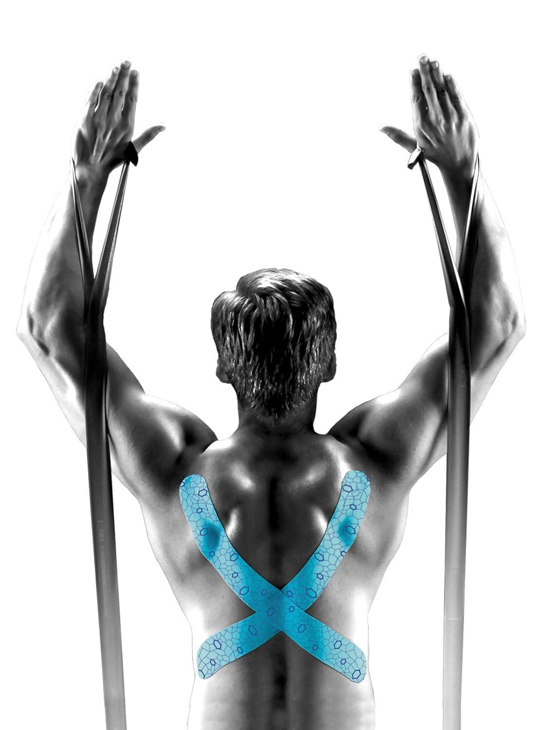 imageTHERABAND Kinesiology Tape BlackGrey 1 Roll with XactStretch Indicators LongLasting Athletic Tape for Shoulder Back amp Knee LatexFree amp Water Resistant for Men and Women PreCut