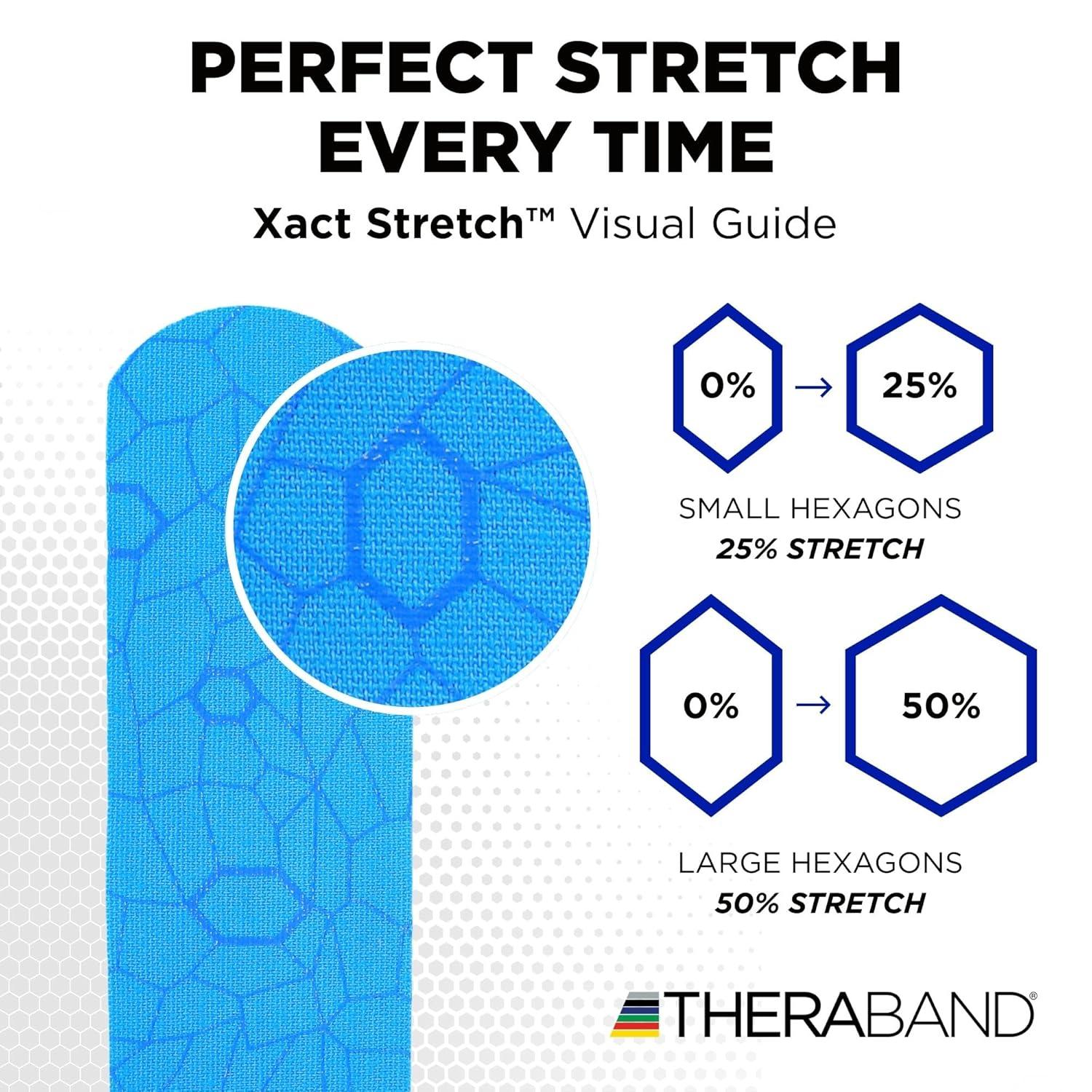 imageTHERABAND Kinesiology Tape BlueBlue 1 Roll with XactStretch Indicators LongLasting Athletic Tape for Shoulder Back amp Knee LatexFree amp Water Resistant for Men and Women PreCut