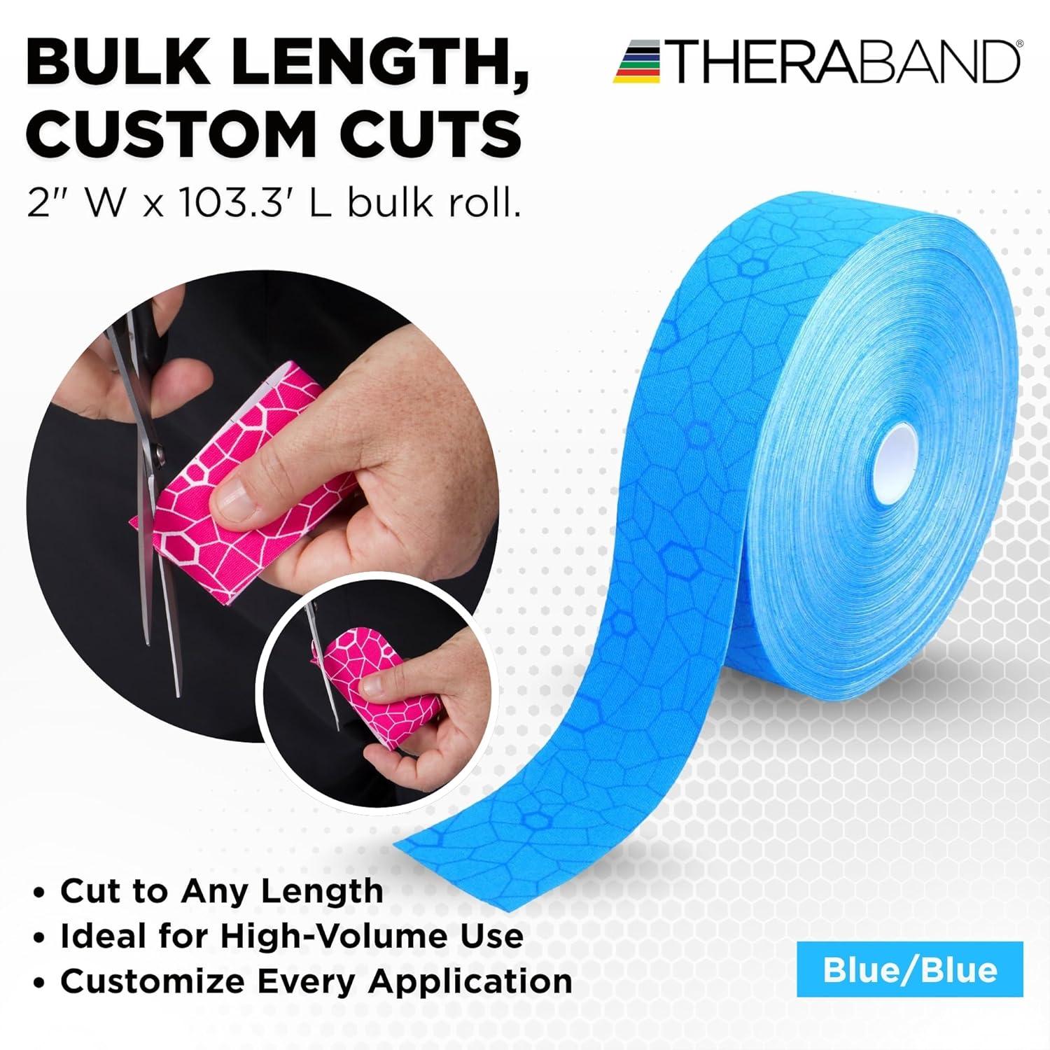 imageTHERABAND Kinesiology Tape BlueBlue 2 X 1033 Foot Bulk Roll with XactStretch Indicators LongLasting Athletic Tape for Shoulder amp Knee LatexFree Sports Tape Water Resistant CuttoLength