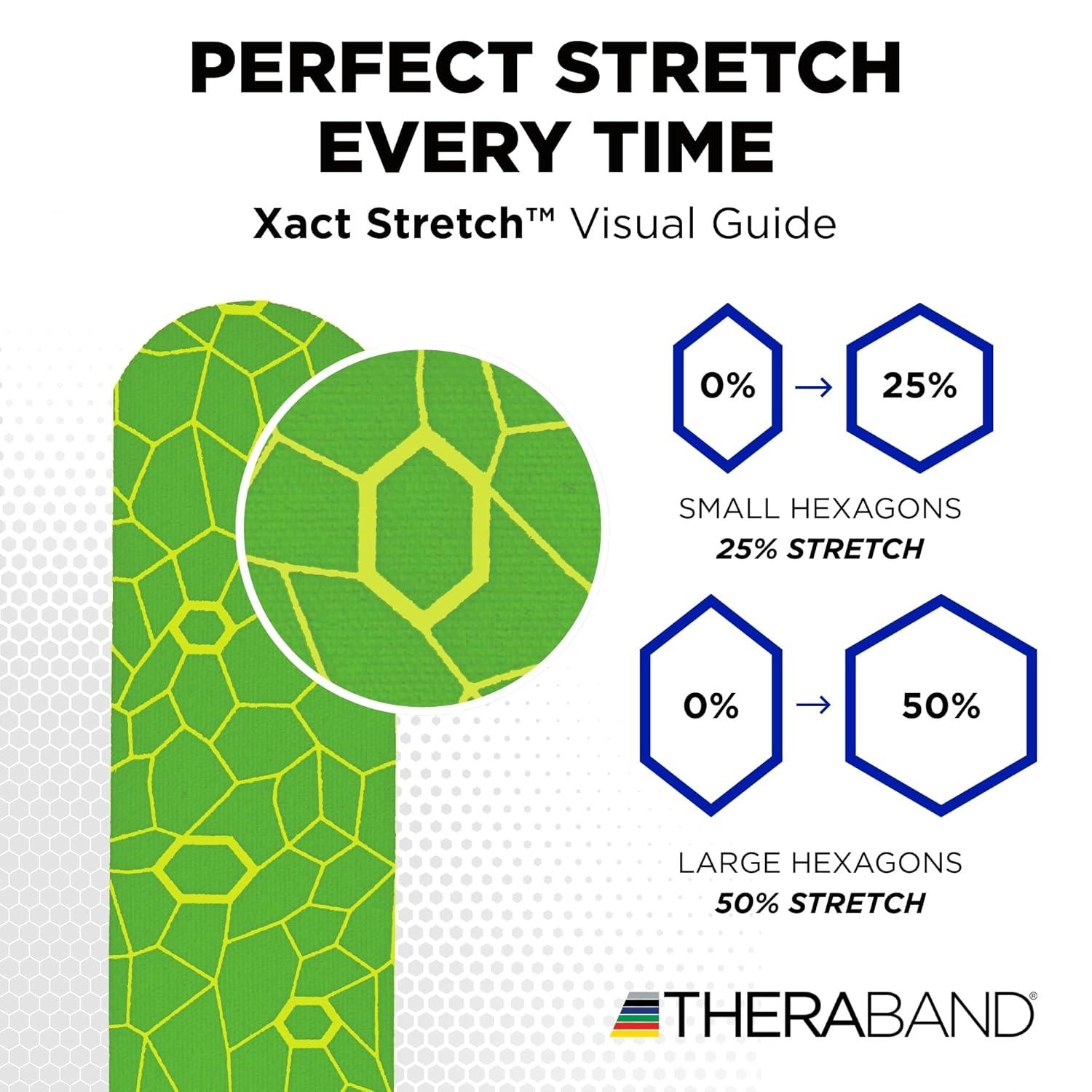 imageTHERABAND Kinesiology Tape GreenYellow 1 Roll with XactStretch Indicators LongLasting Athletic Tape for Shoulder Back amp Knee LatexFree amp Water Resistant for Men and Women PreCut