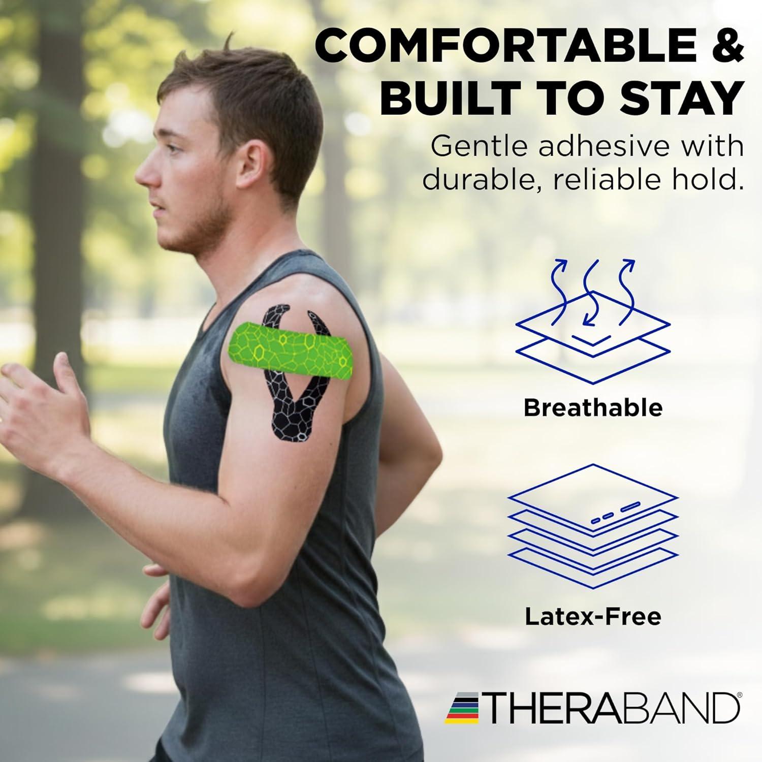 imageTHERABAND Kinesiology Tape GreenYellow 2 X 164 Roll 2 Pack with XactStretch Indicators LongLasting Athletic Tape for Shoulder amp Knee LatexFree Sports Tape Water Resistant CuttoLength