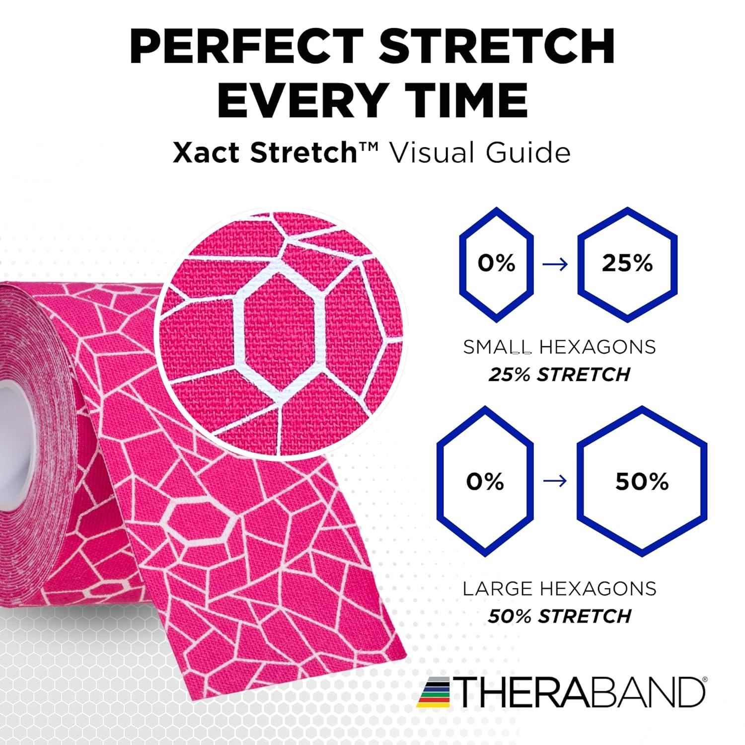 imageTHERABAND Kinesiology Tape Waterproof Physio Tape for Muscle amp Joint Support Standard Roll with XactStretch Application Indicators 2 Inch x 164 Foot Roll PinkWhite