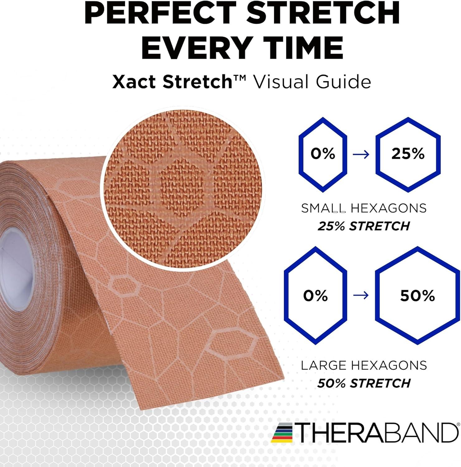 imageTHERABAND Kinesiology Tape Waterproof Physio Tape for Muscle amp Joint Support Standard Roll with XactStretch Application Indicators 2 Inch x 164 Foot Roll BeigeBeige