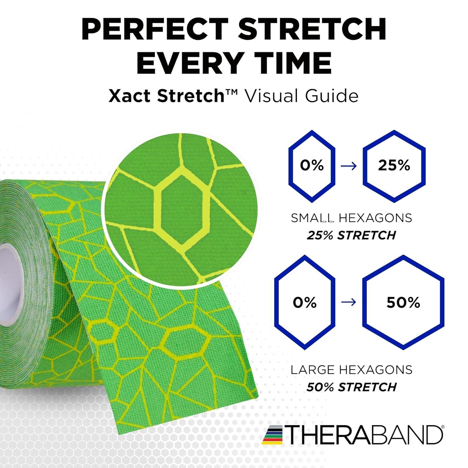 imageTHERABAND Kinesiology Tape Waterproof Physio Tape for Muscle amp Joint Support Standard Roll with XactStretch Application Indicators 2 Inch x 164 Foot Roll Electric GreenYellow
