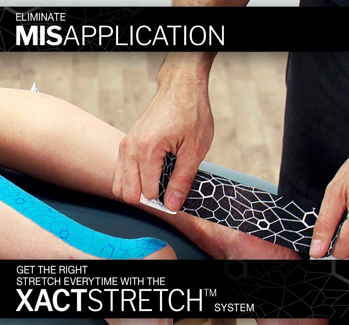 imageTHERABAND Kinesiology Tape Waterproof Physio Tape for Relief Muscle amp Joint Support Standard Roll with XactStretch Application Indicators 2 X 10 Strips 20 Precut Strips Hot RedBlackHot RedBlack