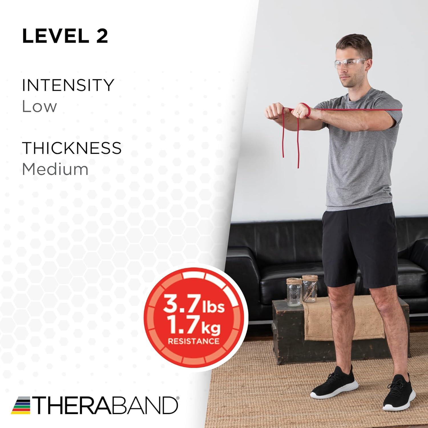 imageTHERABAND Latex Resistance Tubing Green Heavy Level 3 100 ft Roll Professional Grade Resistance Band for Exercise Upper and Lower Body Workouts CuttoLength ColorCoded LevelsLevel 2 Medium Red
