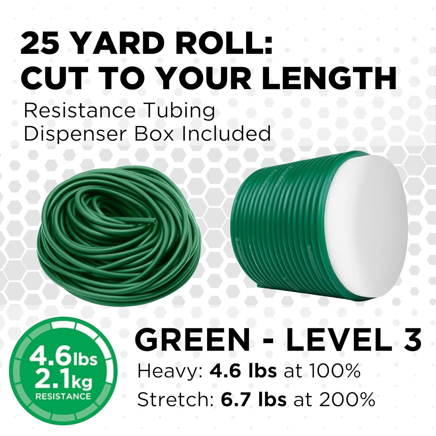 imageTHERABAND Latex Resistance Tubing Green Heavy Level 3 25 ft Roll Professional Grade for Upper and Lower Body Workouts CuttoLength ColorCoded Resistance Levels