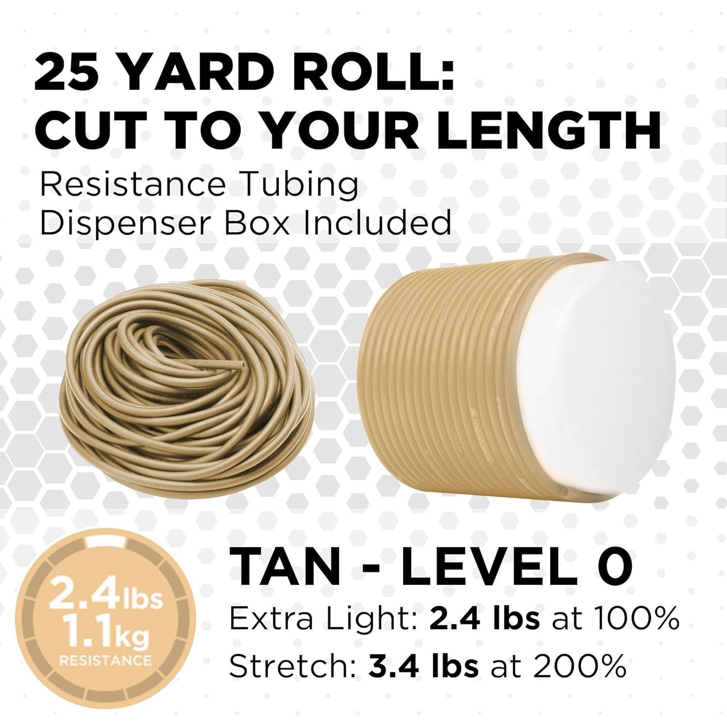 imageTHERABAND Latex Resistance Tubing Tan Extra Light Level 0 25 ft Roll Professional Grade for Upper and Lower Body Workouts CuttoLength ColorCoded Resistance Levels