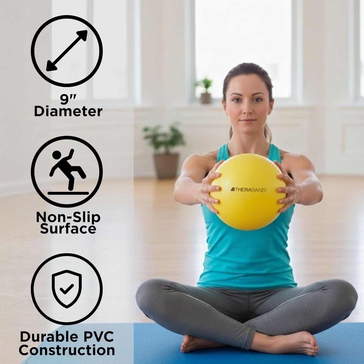 imageTHERABAND Mini Ball 9Inch Pilates amp Yoga Exercise Ball Small Inflatable Core Ball for Stability Balance Rehab Physical Therapy amp AtHome Workouts Soft NonSlip Surface New Version