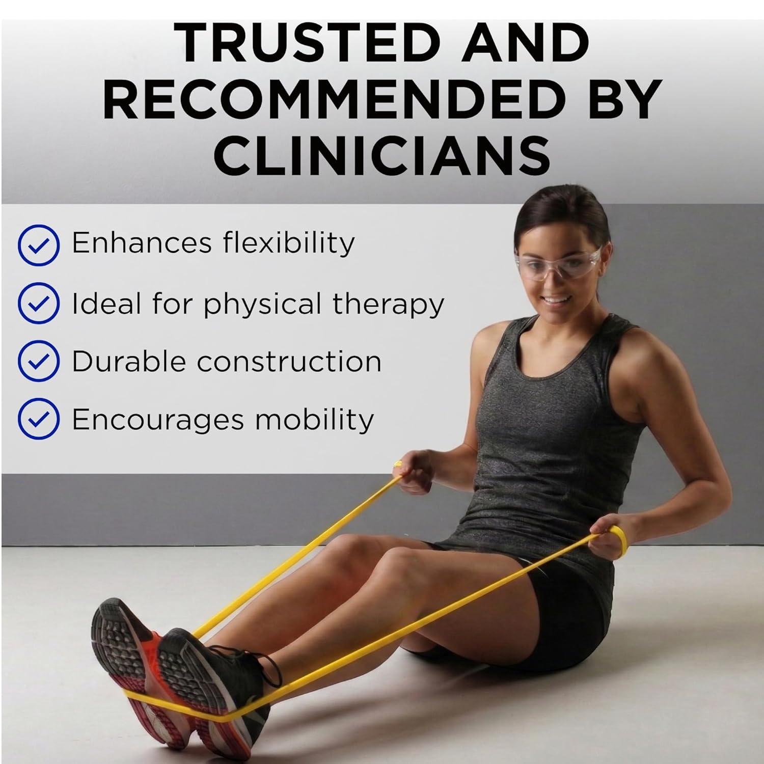 imageTHERABAND Professional Resistance Band 6 Ft Light Yellow Level 1 Latex Exercise Band for Physical Therapy Strength Training Pilates amp Home Workouts
