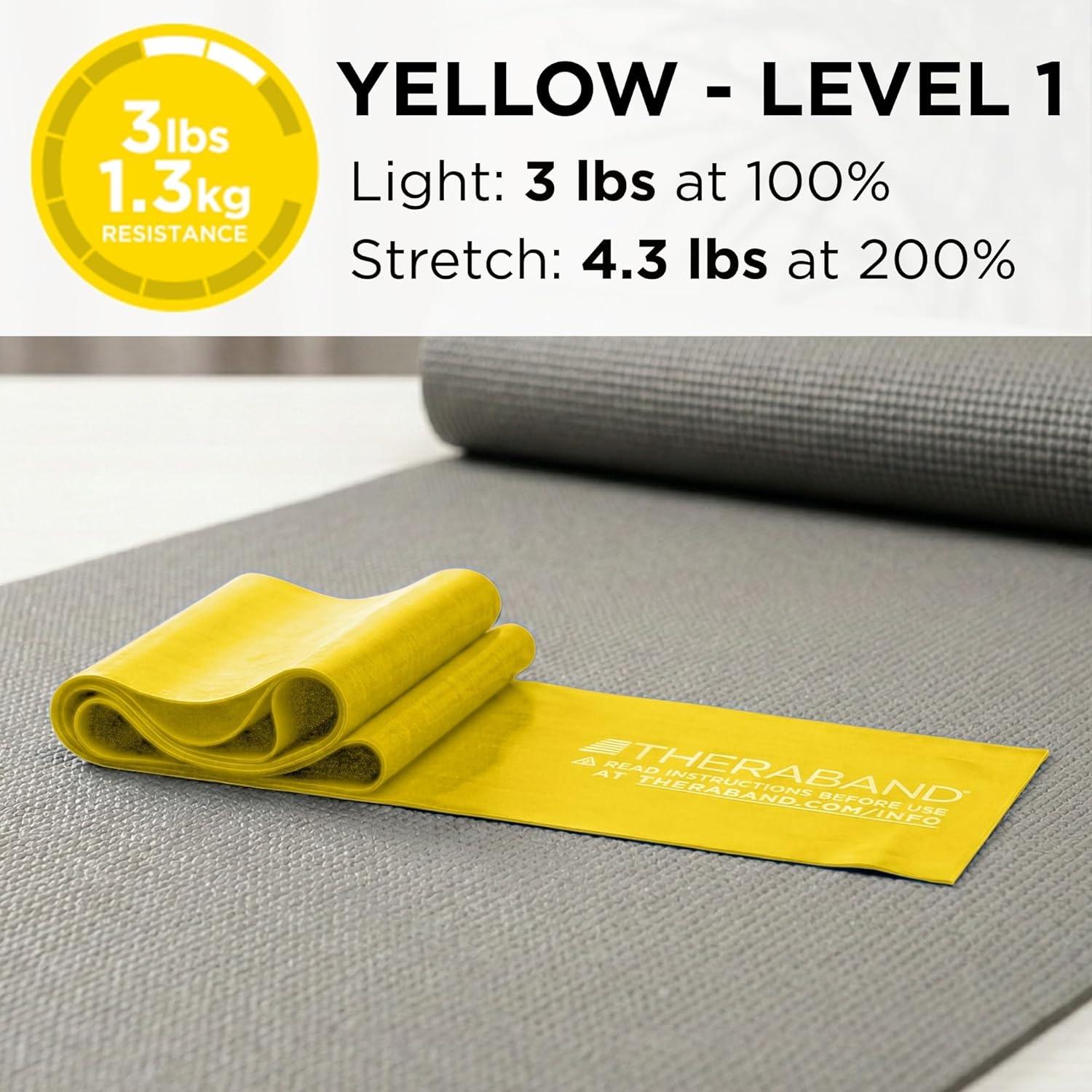 imageTHERABAND Professional Resistance Band 6 Ft Light Yellow Level 1 Latex Exercise Band for Physical Therapy Strength Training Pilates amp Home Workouts