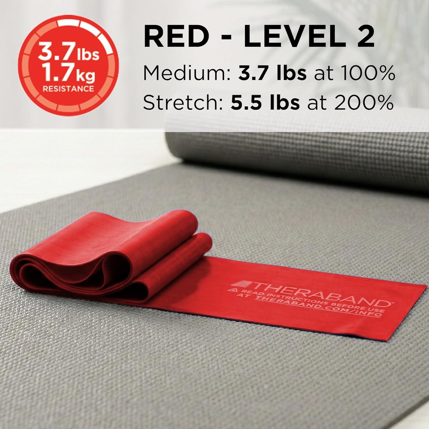 imageTHERABAND Professional Resistance Band 6 Ft Medium Red Level 3 Latex Exercise Band for Physical Therapy Strength Training Pilates amp Home Workouts