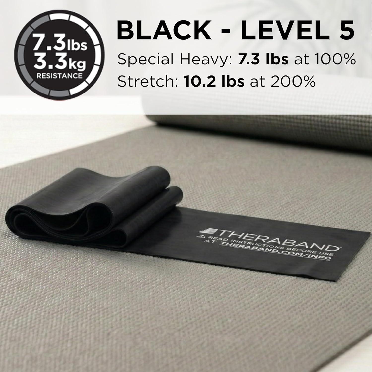 imageTHERABAND Professional Resistance Band 6 Ft Special Heavy Black Level 6 Latex Exercise Band for Physical Therapy Strength Training Pilates amp Home Workouts