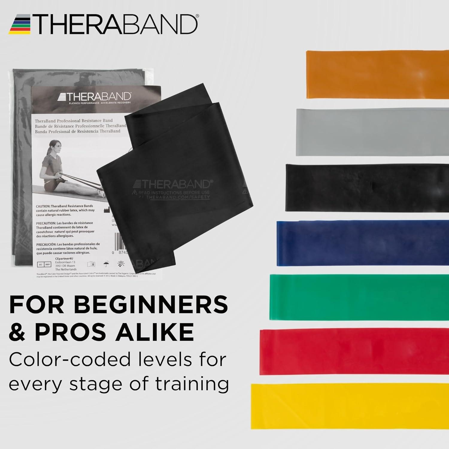 imageTHERABAND Professional Resistance Band 6 Ft Special Heavy Black Level 6 Latex Exercise Band for Physical Therapy Strength Training Pilates amp Home Workouts