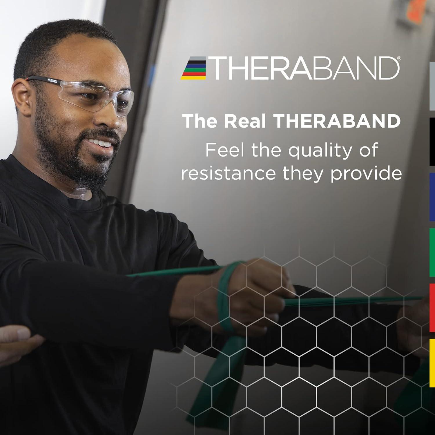 imageTHERABAND Professional Resistance Band Red Level 2 Medium 5 ft Exercise Band for Physical Therapy Strength Training Upper and Lower Body Workouts Yoga and PilatesLevel 2 Medium Yellow