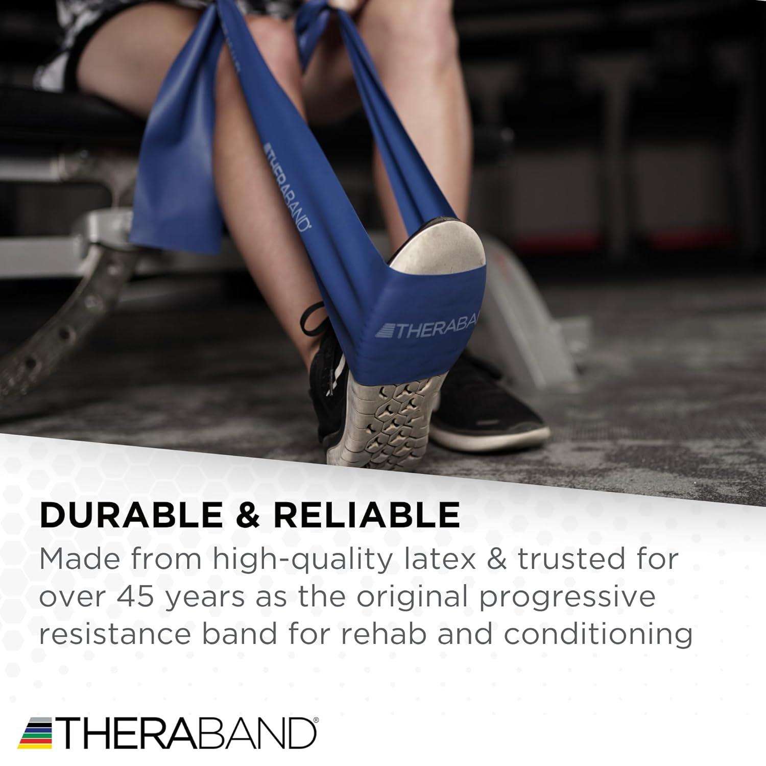 imageTHERABAND Professional Resistance Band Red Level 2 Medium 5 ft Exercise Band for Physical Therapy Strength Training Upper and Lower Body Workouts Yoga and PilatesLevel 5 Special Heavy Blue