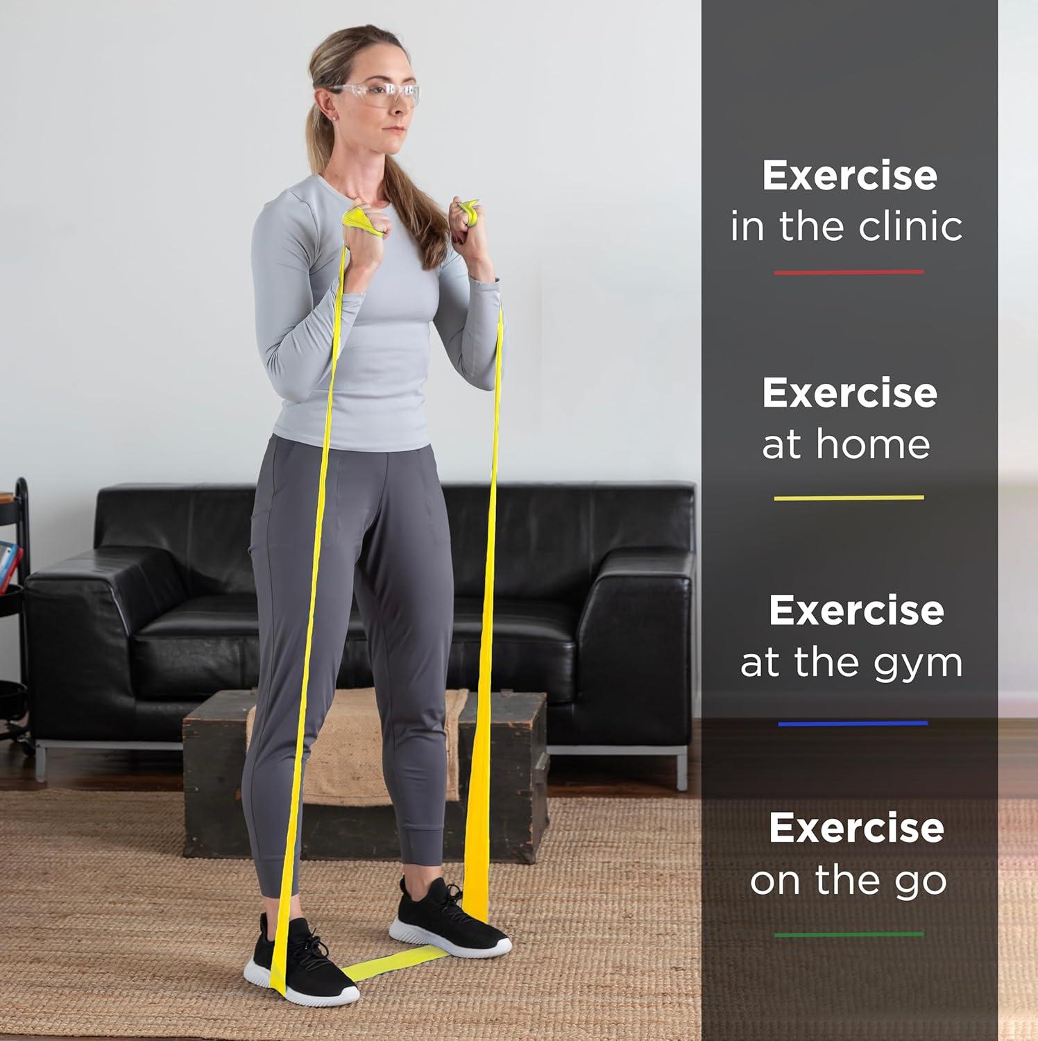 imageTHERABAND Professional Resistance Band Red Level 2 Medium 5 ft Exercise Band for Physical Therapy Strength Training Upper and Lower Body Workouts Yoga and PilatesLevel 2 Medium Yellow