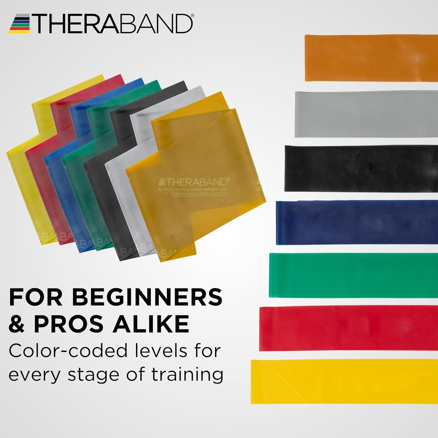 imageTHERABAND Professional Resistance Bands Set 7 Pack 6 ft Exercise Bands for Working Out Stretch Bands for Physical Therapy Pilates amp Full Body Workout Levels 17