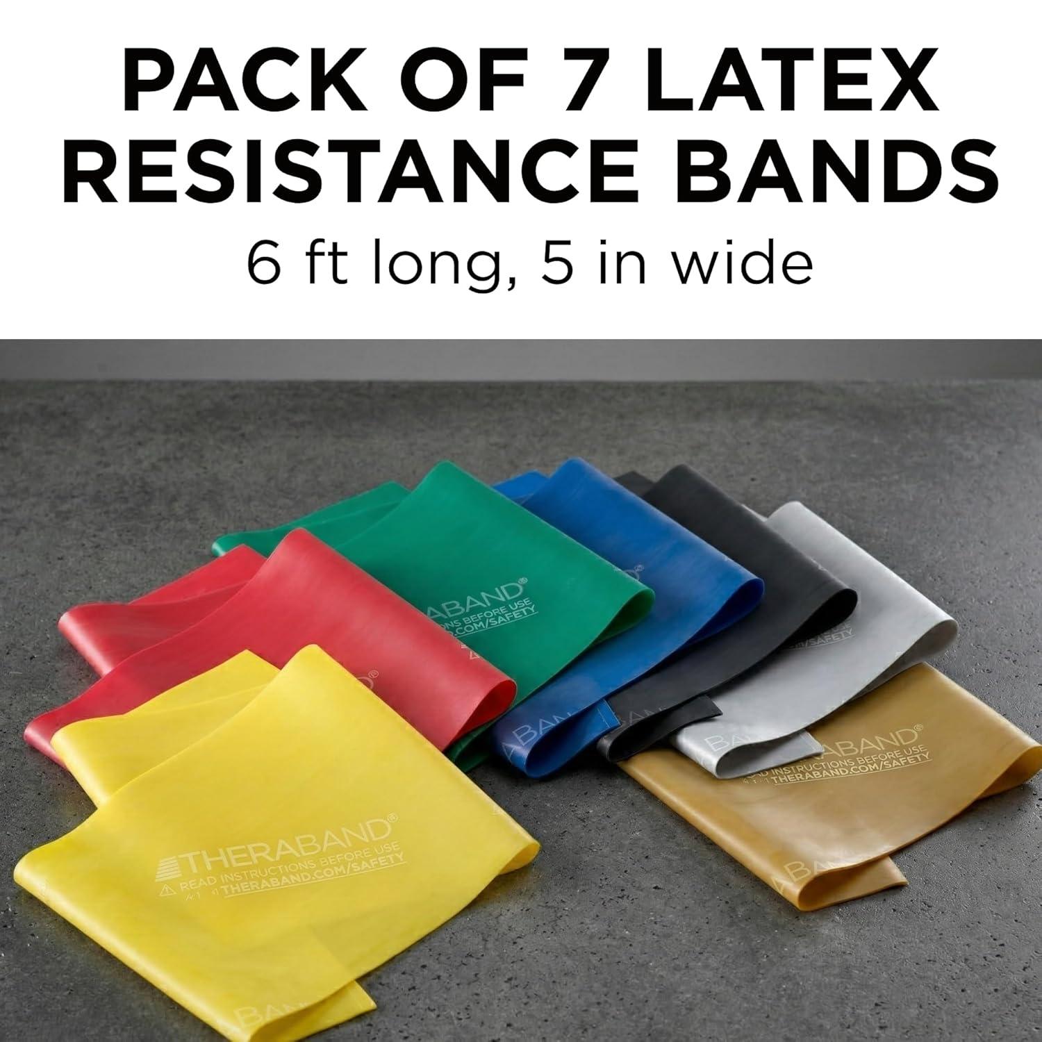 imageTHERABAND Professional Resistance Bands Set 7 Pack 6 ft Exercise Bands for Working Out Stretch Bands for Physical Therapy Pilates amp Full Body Workout Levels 17