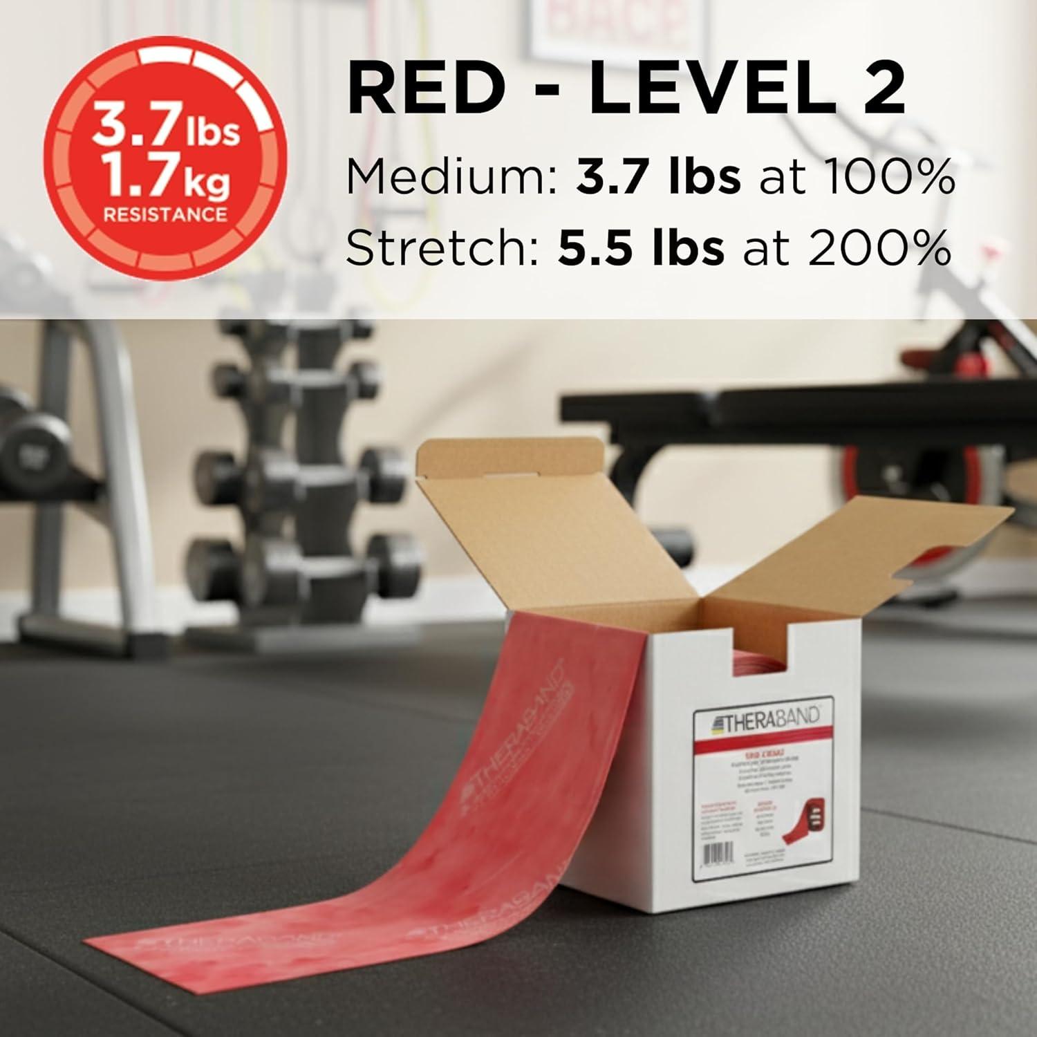imageTHERABAND Resistance Band Gold Max 25Yard Roll LatexFree Elastic Band for Exercise Physical Therapy Yoga Pilates Stretching Home Workouts ColorCoded for Easy Resistance LevelsRed