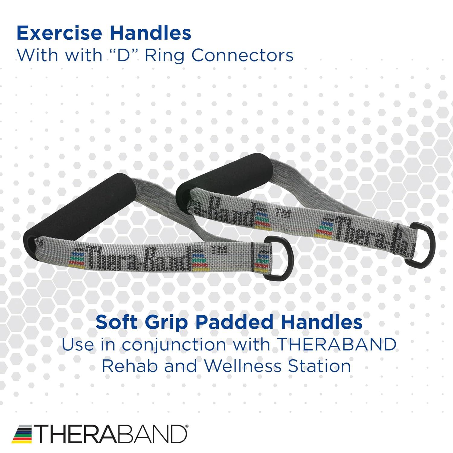 imageTHERABAND Resistance Band Handles Attachments for Resistance Bands and Tubing Pair of Foam Grip Pull Handles for Lower and Upper Body Exercises Pilates Yoga Home Workouts without Weights