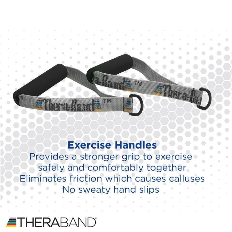 imageTHERABAND Resistance Band Handles Attachments for Resistance Bands and Tubing Pair of Foam Grip Pull Handles for Lower and Upper Body Exercises Pilates Yoga Home Workouts without Weights
