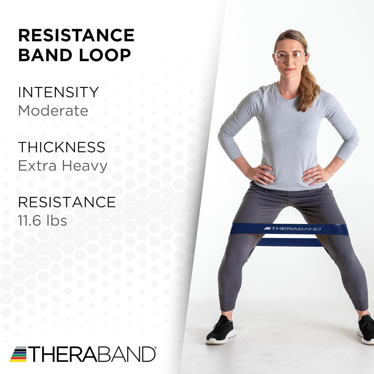 imageTHERABAND Resistance Band Loop Professional Latex Mini Band for Lower Pilates Crossfit Yoga Stretching Physical Therapy Strength Training no Weights 8 Inch Blue Extra Heavy Advanced Level 1