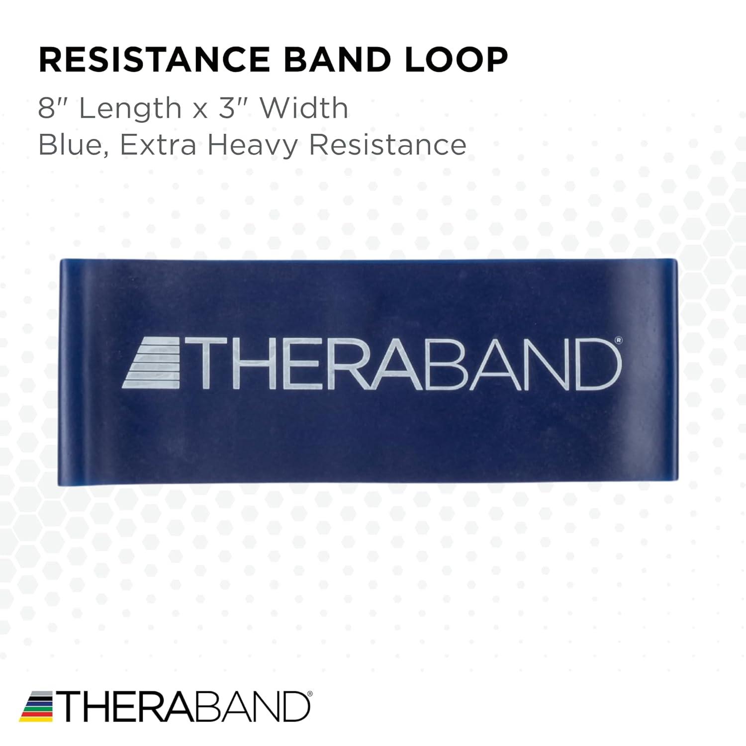 imageTHERABAND Resistance Band Loop Professional Latex Mini Band for Lower Pilates Crossfit Yoga Stretching Physical Therapy Strength Training no Weights 8 Inch Blue Extra Heavy Advanced Level 1