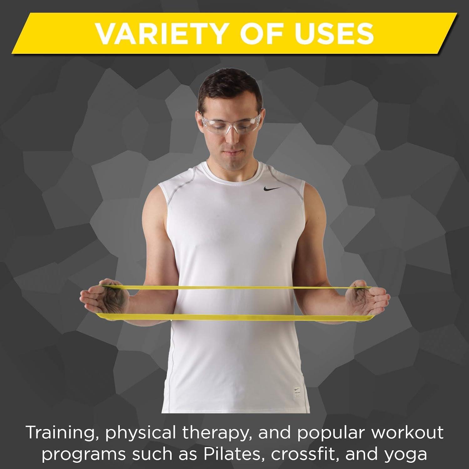 imageTHERABAND Resistance Band Loop Professional Latex Mini Band for Lower Pilates Crossfit Yoga Stretching Physical Therapy Strength Training without Weights 12 Inch Yellow Thin Beginner Level 1