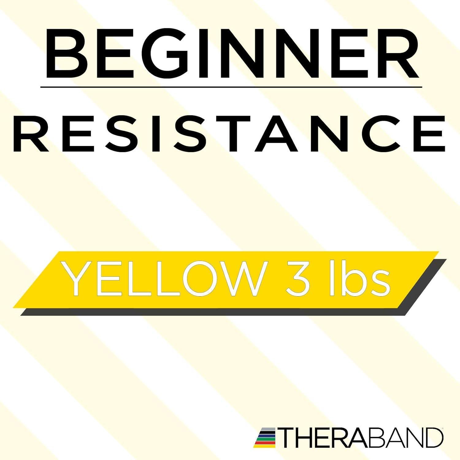 imageTHERABAND Resistance Band Loop Professional Latex Mini Band for Lower Pilates Crossfit Yoga Stretching Physical Therapy Strength Training without Weights 12 Inch Yellow Thin Beginner Level 1