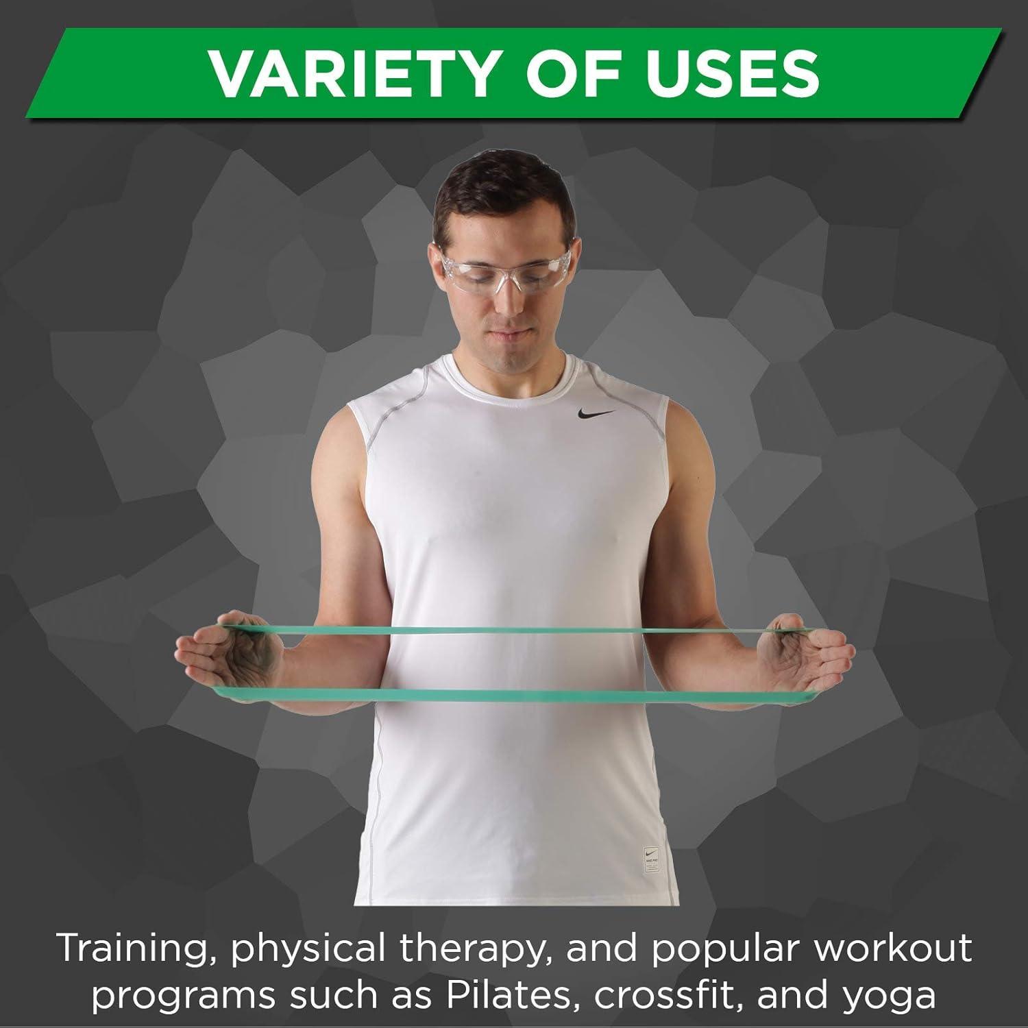 imageTHERABAND Resistance Band Loop Professional Latex Mini Band for Lower Pilates Crossfit Yoga Stretching Therapy Strength Training without Weights 18 Inch Green Heavy Intermediate Level 1
