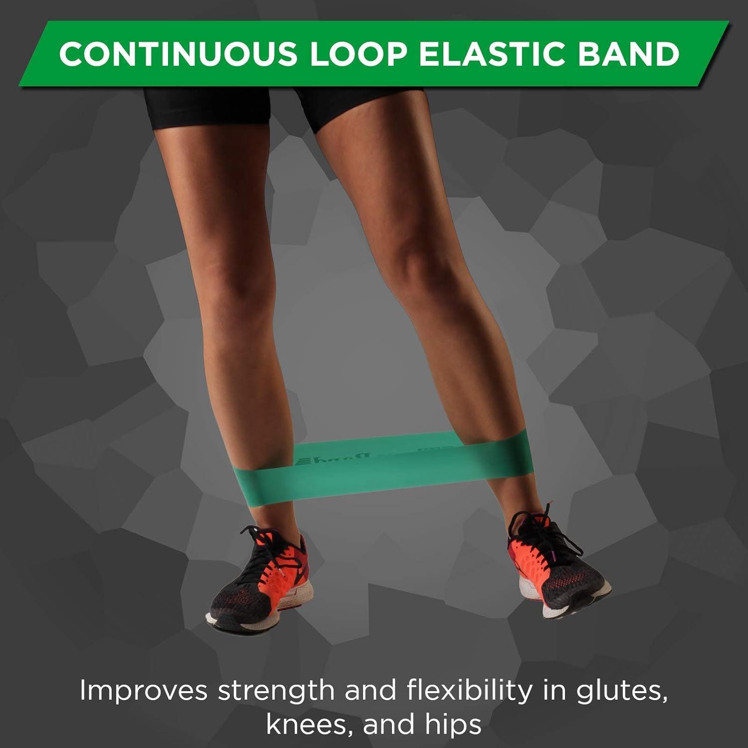 imageTHERABAND Resistance Band Loop Professional Latex Mini Band for Lower Pilates Crossfit Yoga Stretching Therapy Strength Training without Weights 18 Inch Green Heavy Intermediate Level 1