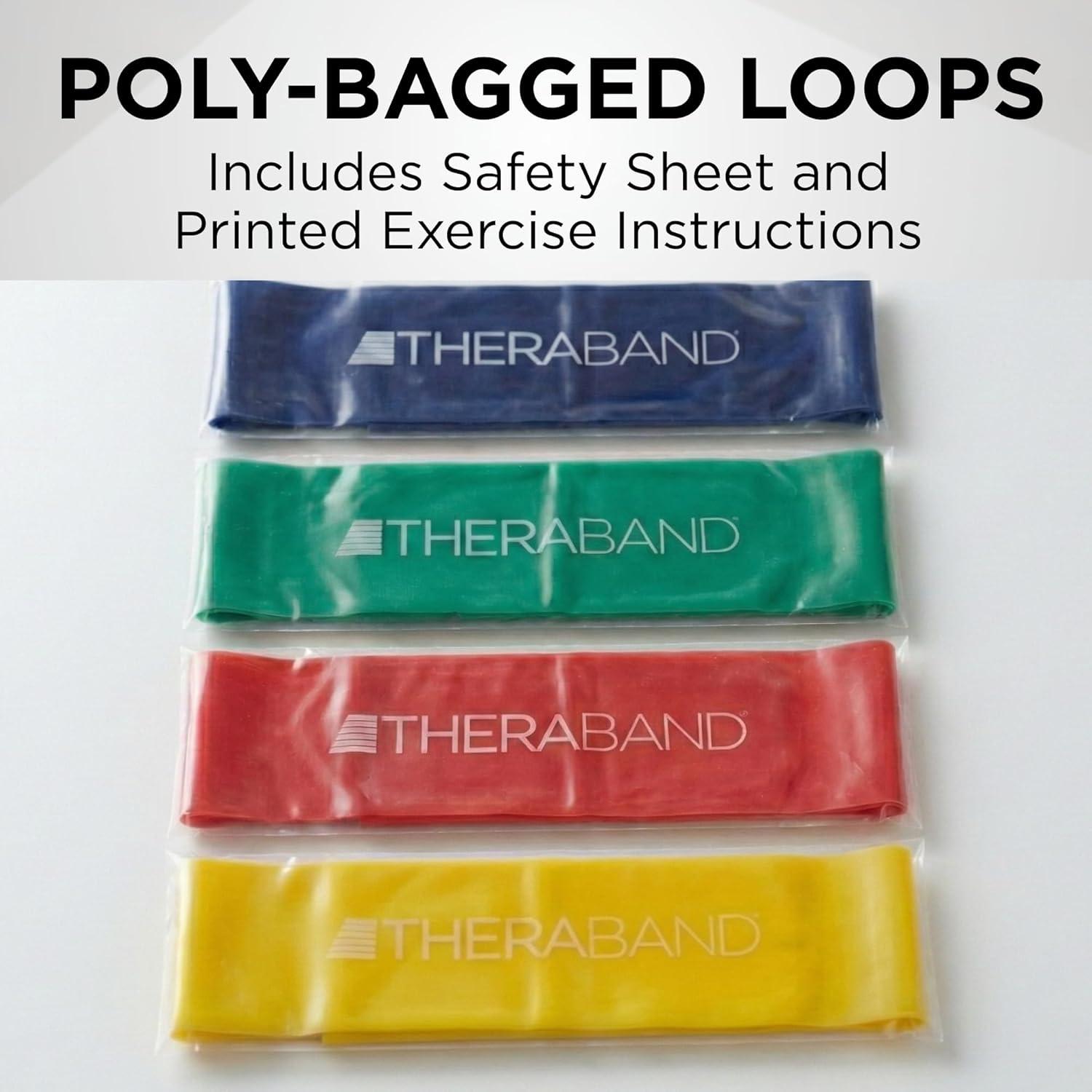 imageTHERABAND Resistance Band Loop Set 8 Workout Bands for Strength Training Stretching amp Physical Therapy Set of 4 ColorCoded Exercise Bands with Varying Resistance Levels Portable amp DurableYellowRedGreenBlue