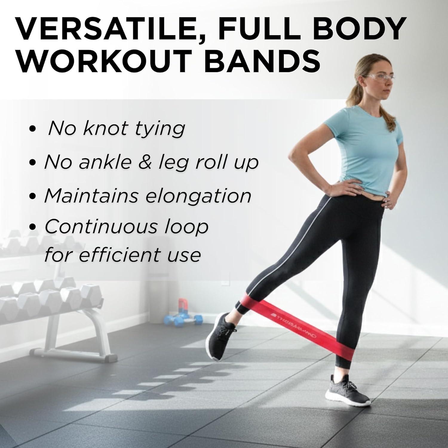 imageTHERABAND Resistance Band Loop Set 8 Workout Bands for Strength Training Stretching amp Physical Therapy Set of 4 ColorCoded Exercise Bands with Varying Resistance Levels Portable amp DurableYellowRedGreenBlue