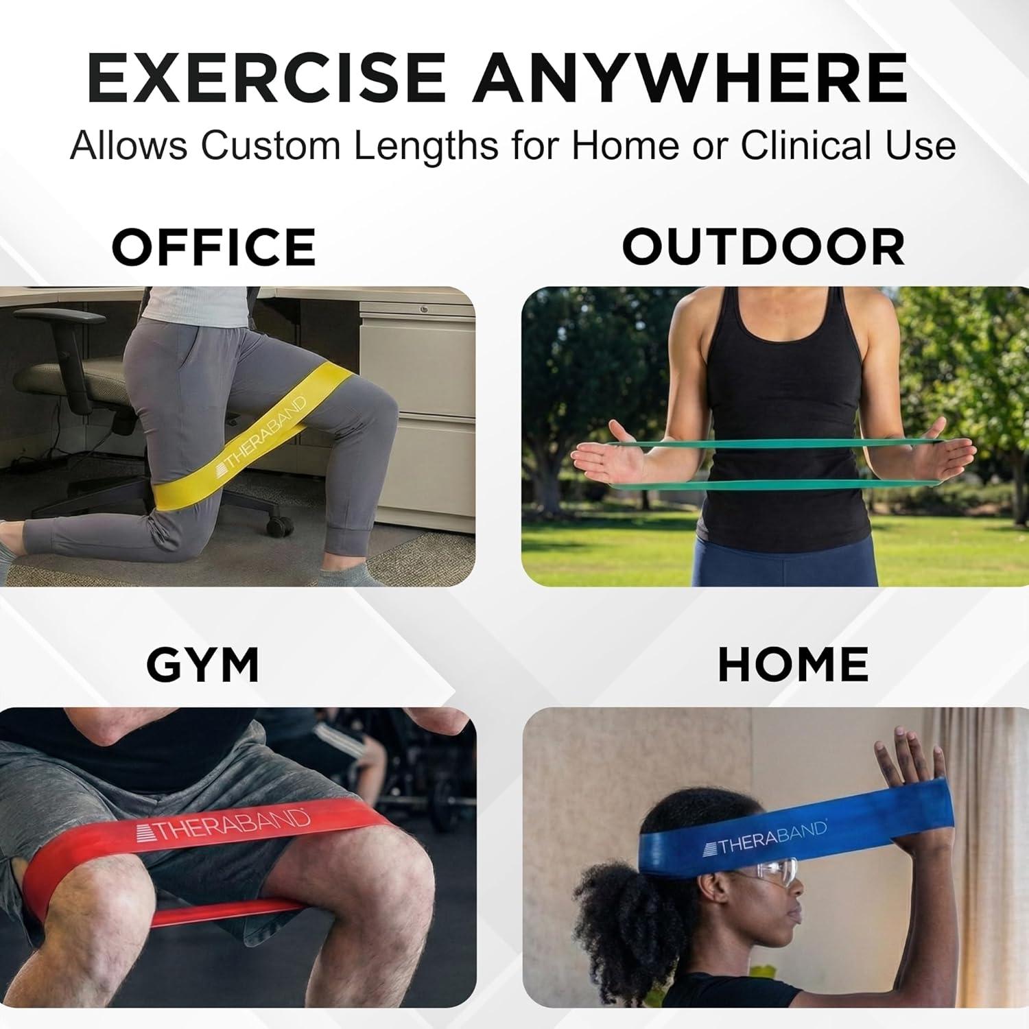 imageTHERABAND Resistance Band Loop Set 8 Workout Bands for Strength Training Stretching amp Physical Therapy Set of 4 ColorCoded Exercise Bands with Varying Resistance Levels Portable amp DurableYellowRedGreenBlue