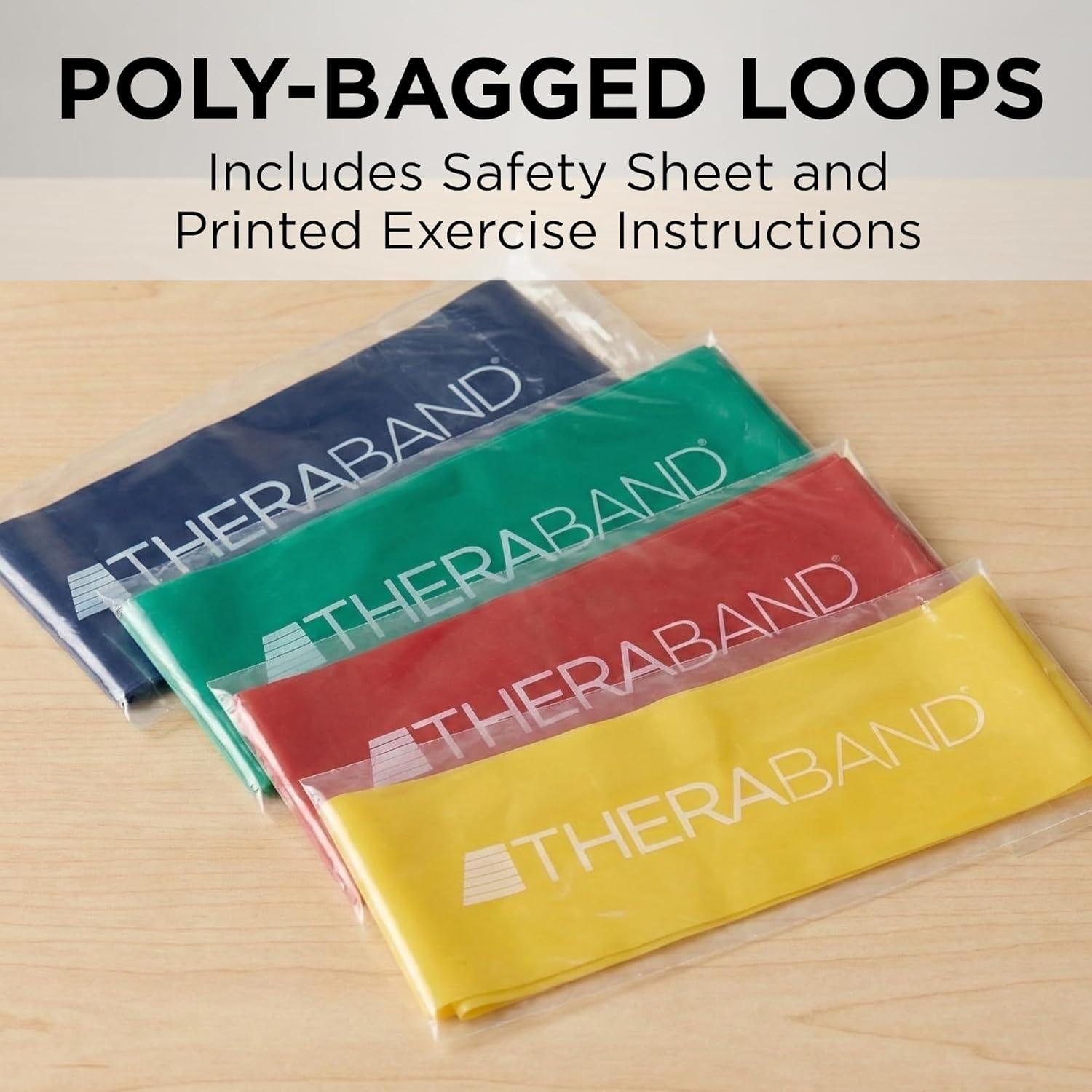 imageTHERABAND Resistance Band Loop Set 8 Workout Bands for Strength Training Stretching amp Physical Therapy Set of 4 ColorCoded Exercise Bands with Varying Resistance Levels Portable amp DurableYellowRedGreenBlue