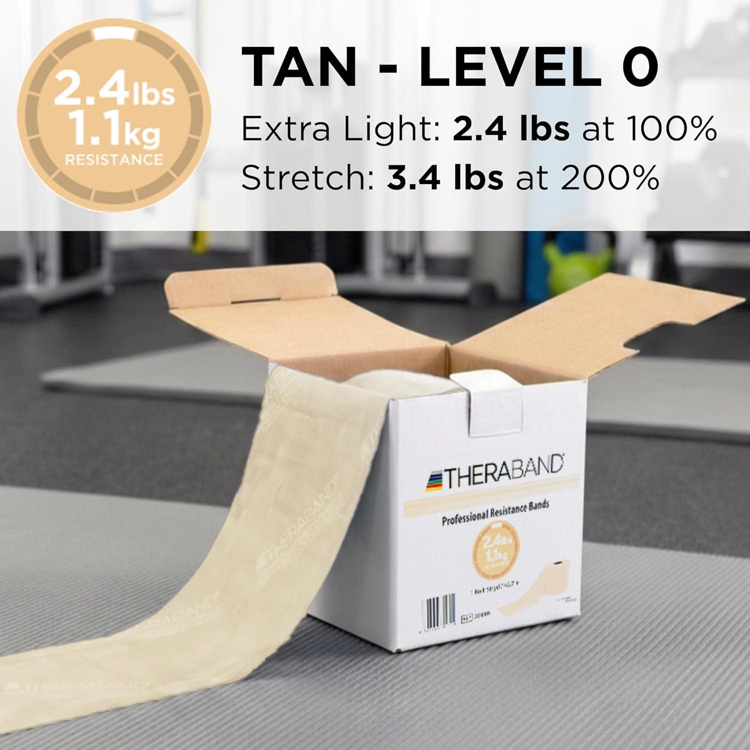 imageTHERABAND Resistance Band Yellow Light 50Yard Roll LatexFree Elastic Band for Exercise Physical Therapy Yoga Pilates Stretching Home Workouts CuttoLength ColorCoded LevelsTan Extra Thin
