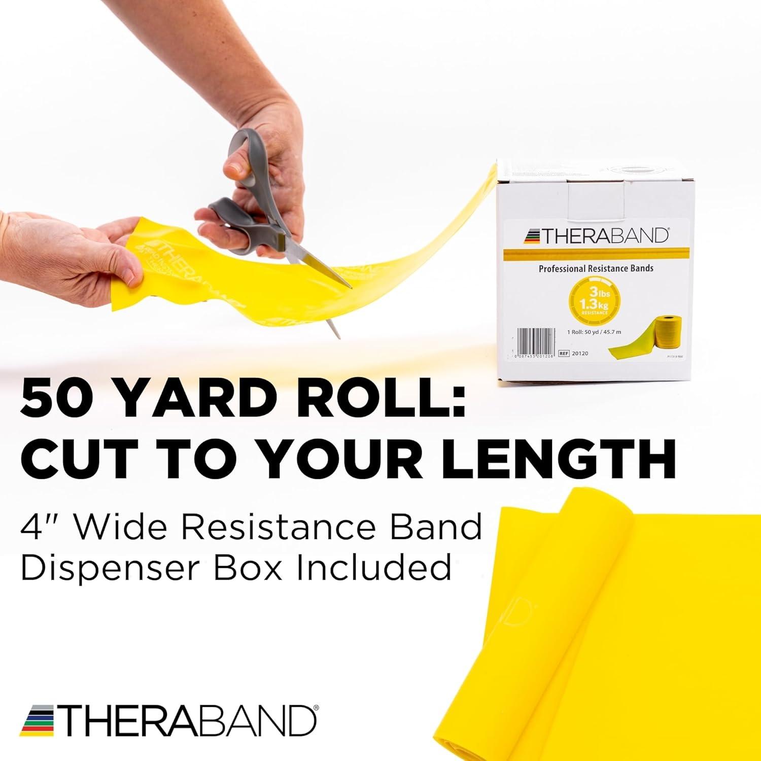 imageTHERABAND Resistance Band Yellow Light 50Yard Roll LatexFree Elastic Band for Exercise Physical Therapy Yoga Pilates Stretching Home Workouts CuttoLength ColorCoded LevelsLevel 1 Light Yellow