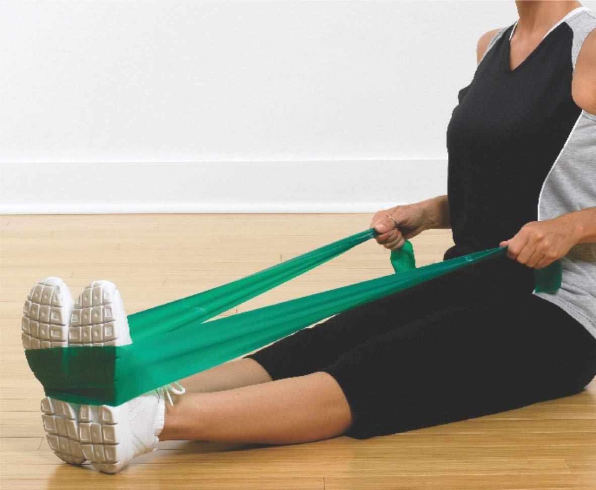 imageTHERABAND Resistance Bands 5 Foot 15 Count Professional Latex Elastic Bands For Upper amp Lower Body Exercise Physical Therapy Pilates AtHome Workouts amp Rehab Heavy Green Intermediate Level 3Black