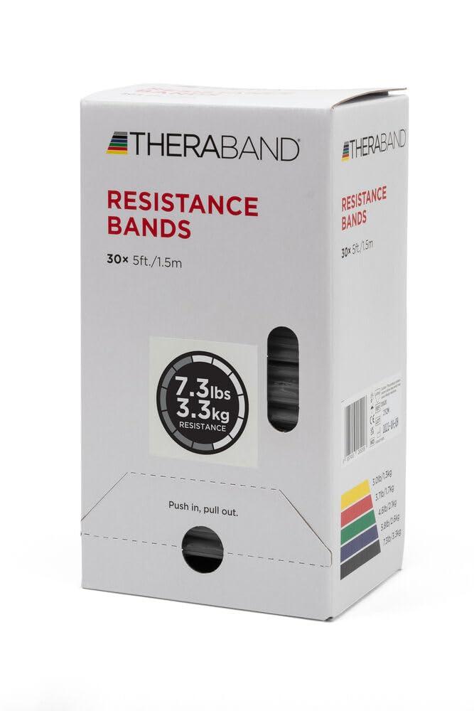 imageTHERABAND Resistance Bands 5 Foot 15 Count Professional Latex Elastic Bands For Upper amp Lower Body Exercise Physical Therapy Pilates AtHome Workouts amp Rehab Heavy Green Intermediate Level 3Black
