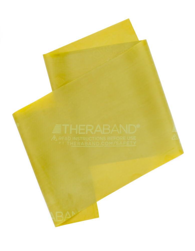 imageTHERABAND Resistance Bands 5 Foot 15 Count Professional Latex Elastic Bands For Upper amp Lower Body Exercise Physical Therapy Pilates AtHome Workouts amp Rehab Heavy Green Intermediate Level 3Yellow