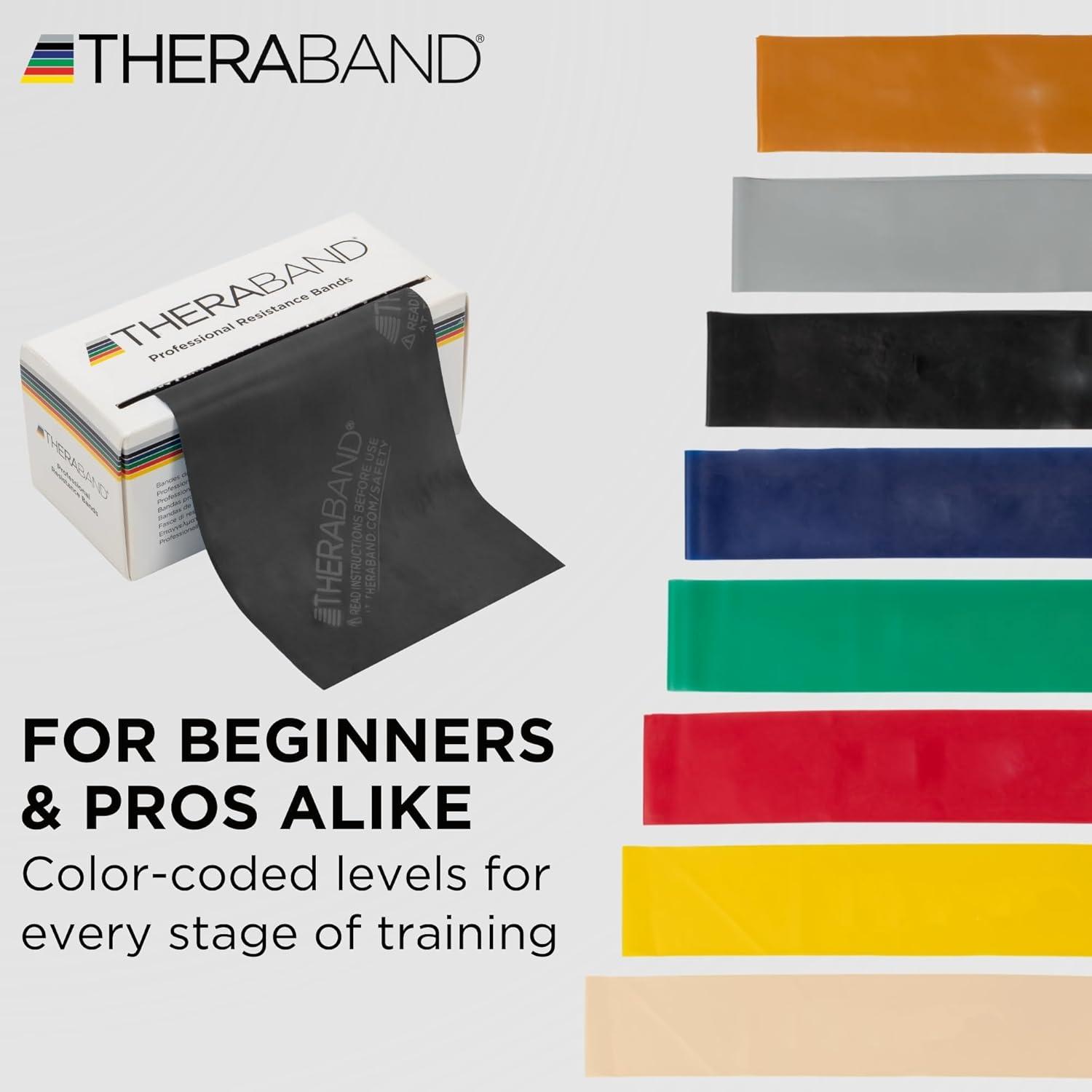 imageTHERABAND Resistance Bands 6 Yard Roll Black Special Heavy Latex Band for Strength Training Upper amp Lower Body Exercise Physical Therapy Core Workouts Rehab amp Home Fitness