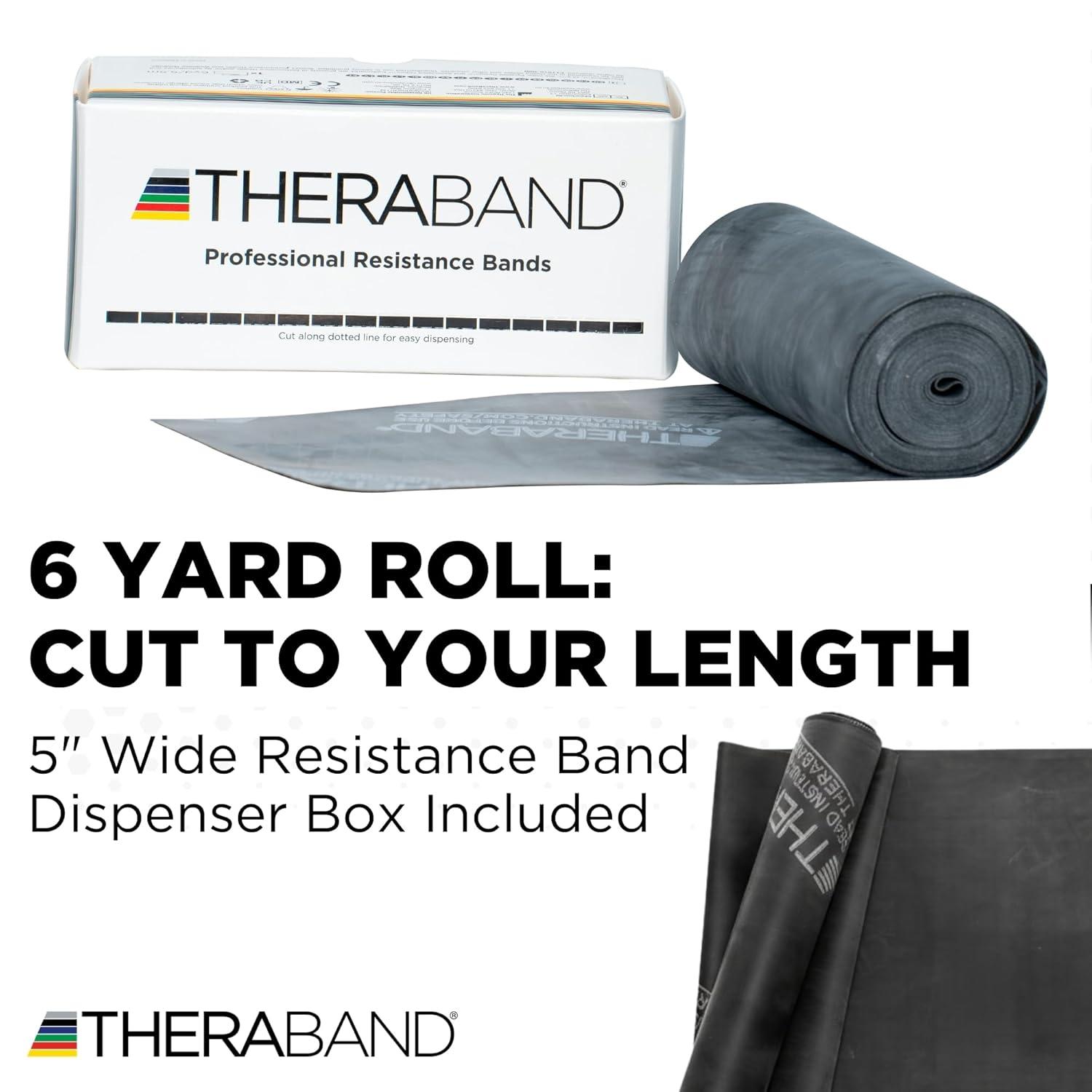 imageTHERABAND Resistance Bands 6 Yard Roll Black Special Heavy Latex Band for Strength Training Upper amp Lower Body Exercise Physical Therapy Core Workouts Rehab amp Home Fitness
