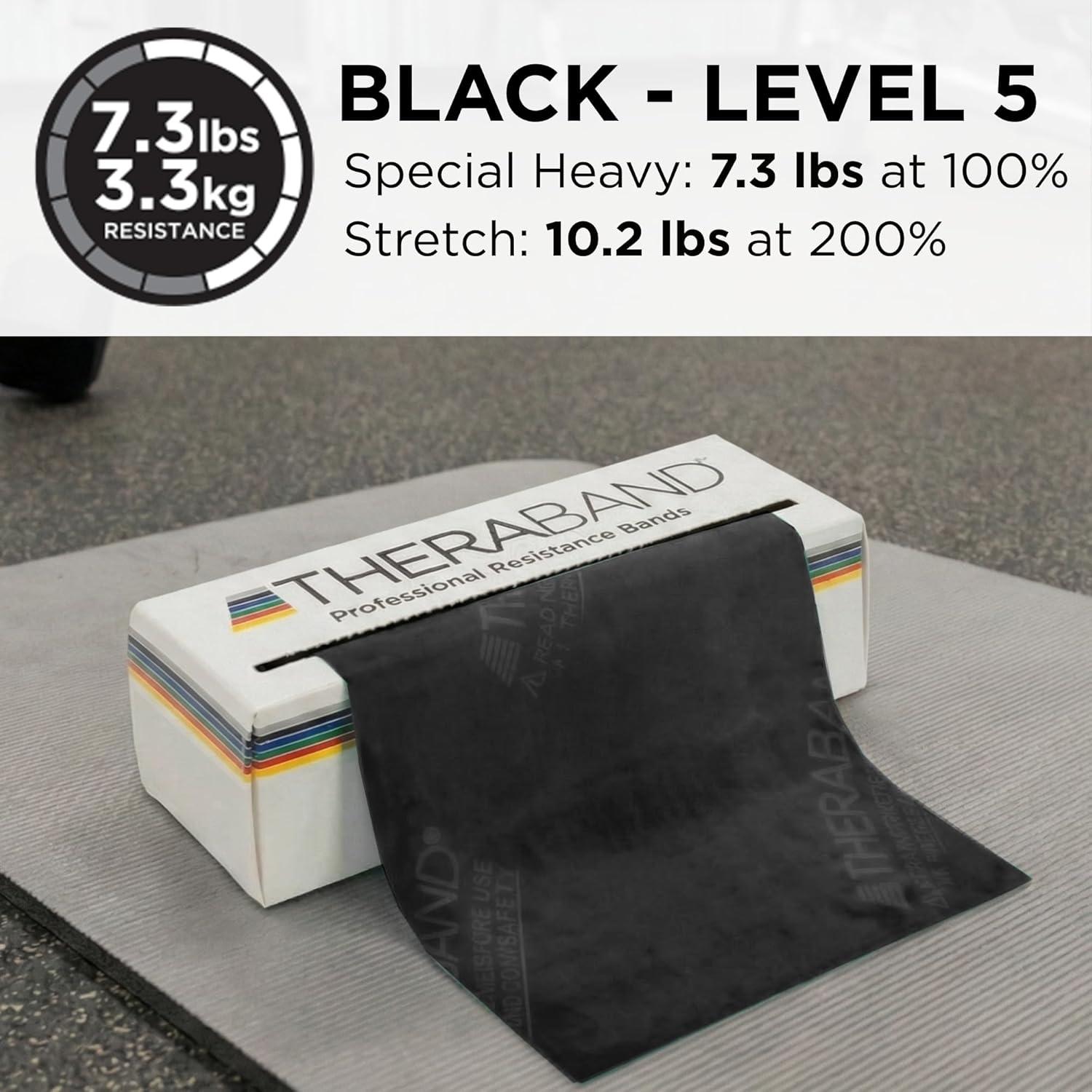 imageTHERABAND Resistance Bands 6 Yard Roll Black Special Heavy Latex Band for Strength Training Upper amp Lower Body Exercise Physical Therapy Core Workouts Rehab amp Home Fitness