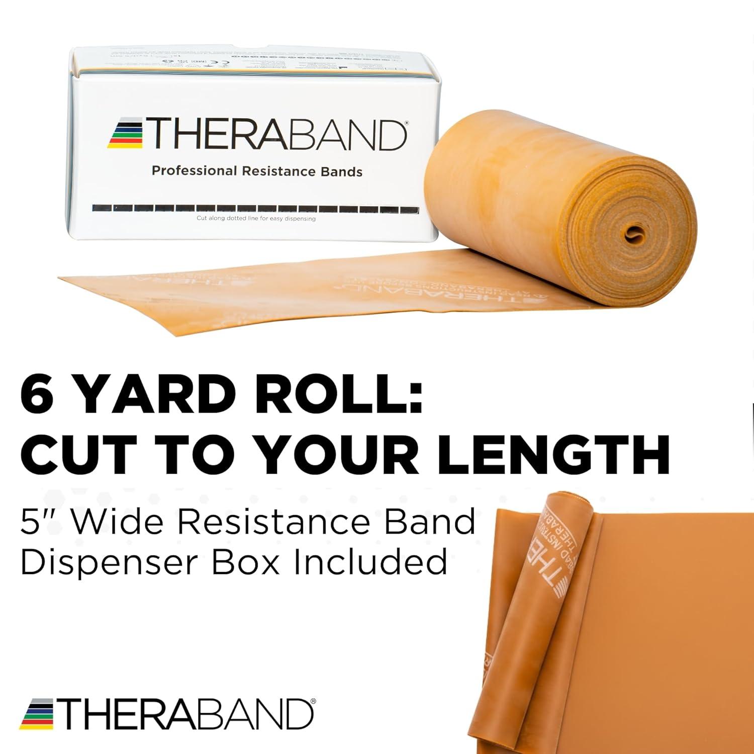 imageTHERABAND Resistance Bands 6 Yard Roll Gold Max Latex Band for Strength Training Upper amp Lower Body Exercise Physical Therapy Core Workouts Rehab amp Home Fitness