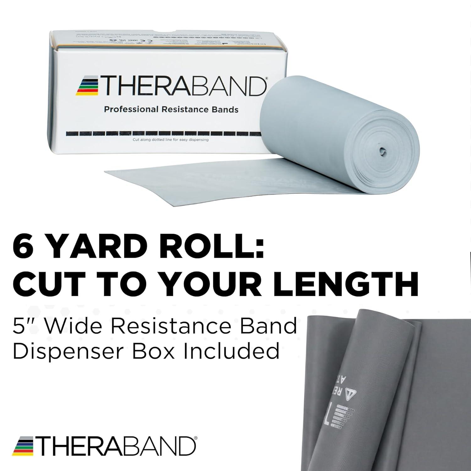imageTHERABAND Resistance Bands 6 Yard Roll Silver Super Heavy Latex Band for Strength Training Upper amp Lower Body Exercise Physical Therapy Core Workouts Rehab amp Home Fitness